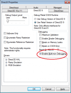 Enabling DirectX Multi-mon Debugging